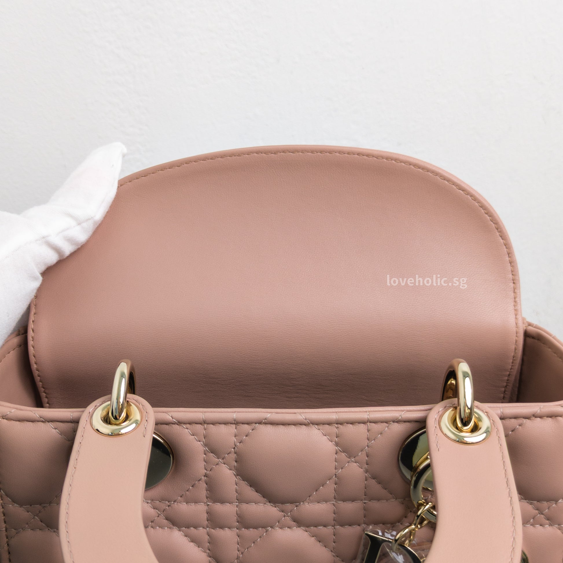 Dior My ABC Lady Dior Small | Blush  Lambskin Light Gold Hardware-details