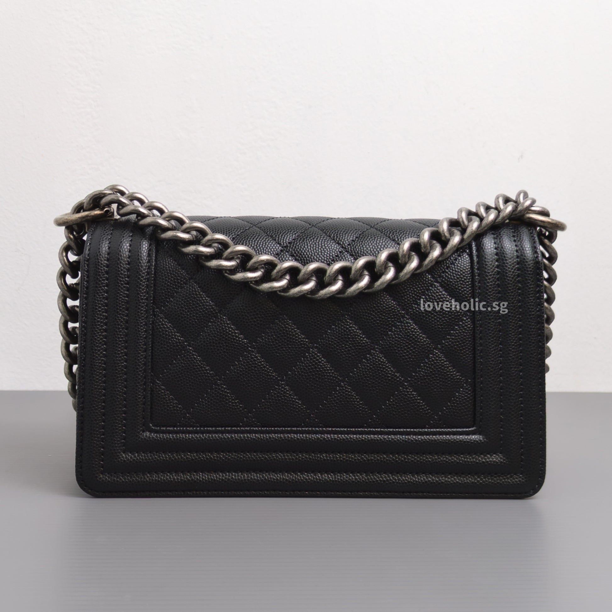 Chanel Boy Small | Black Caviar Ruthenium Hardware-back