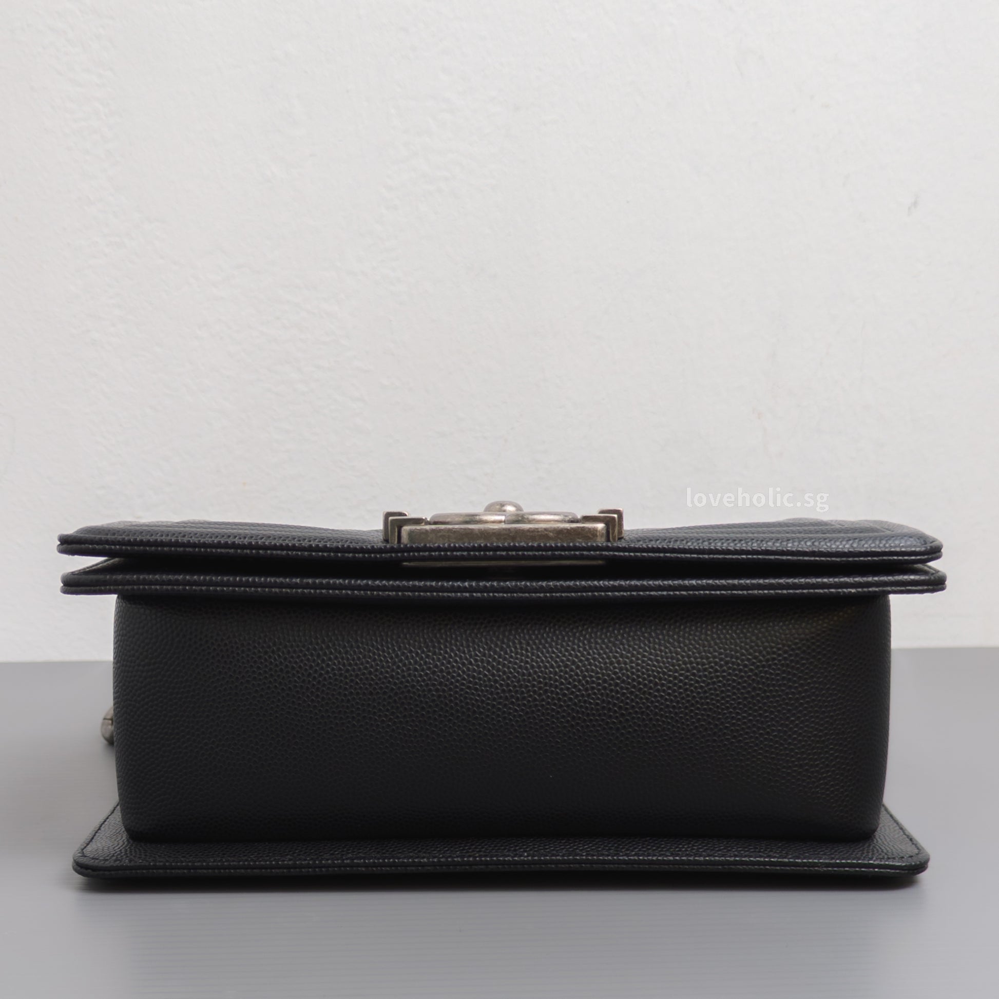 Chanel Boy Small | Black Caviar Ruthenium Hardware-details