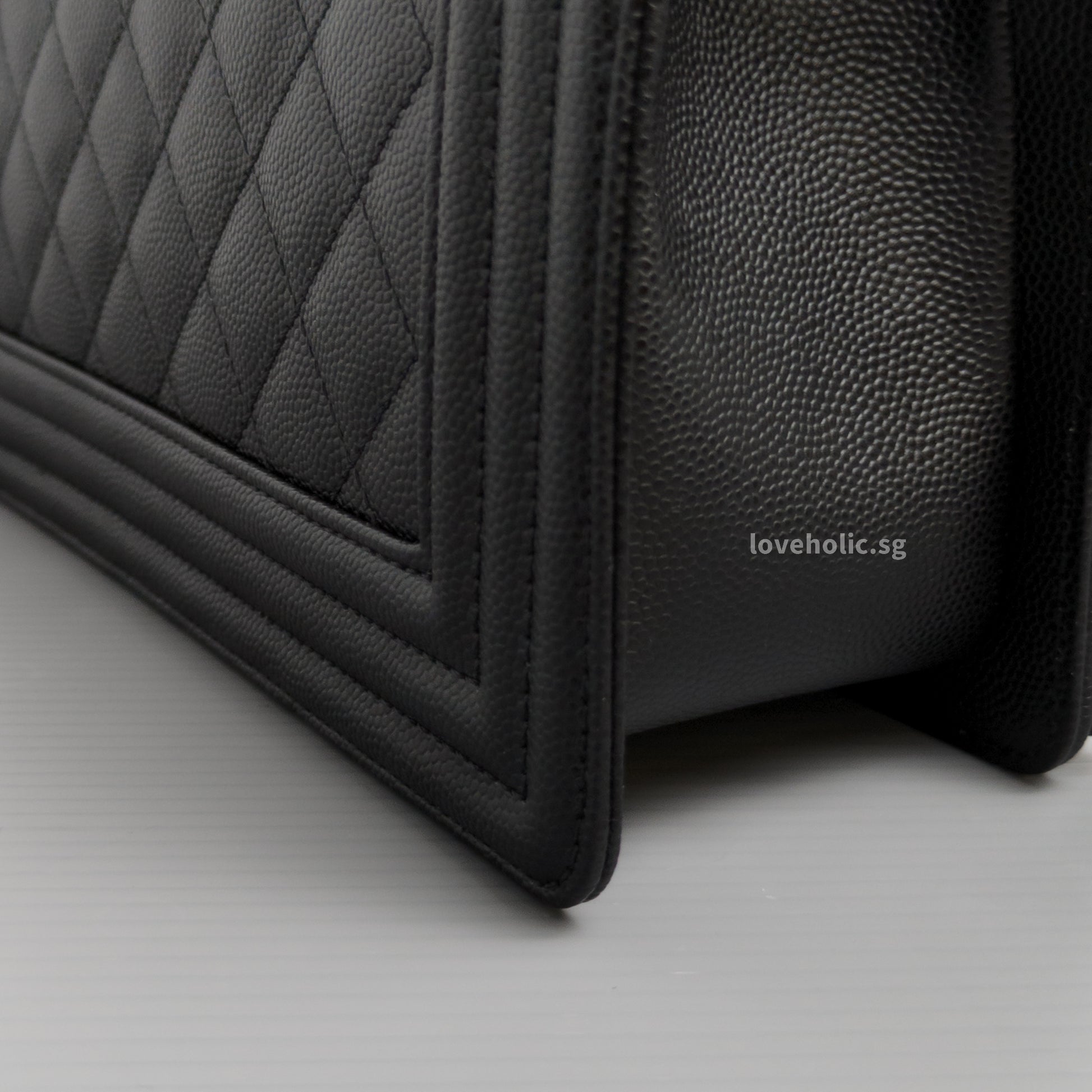 Chanel Boy Small | Black Caviar Ruthenium Hardware-details