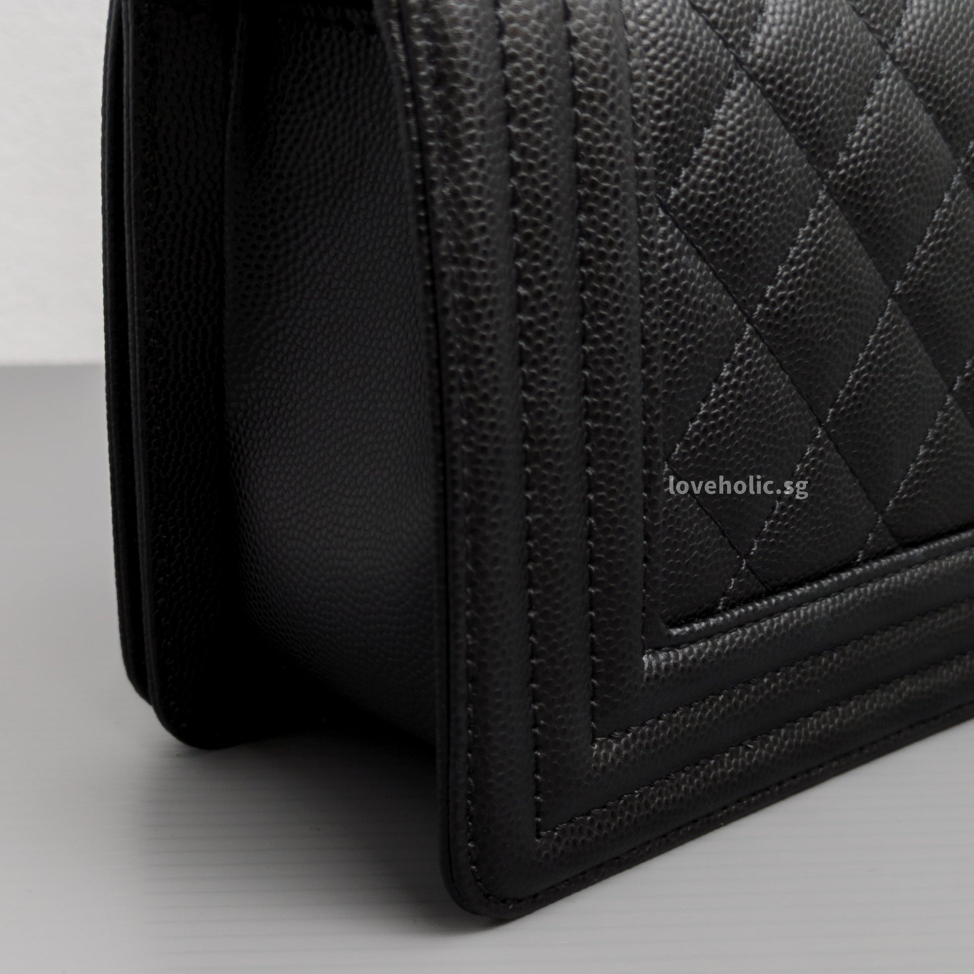 Chanel Boy Small | Black Caviar Ruthenium Hardware-details