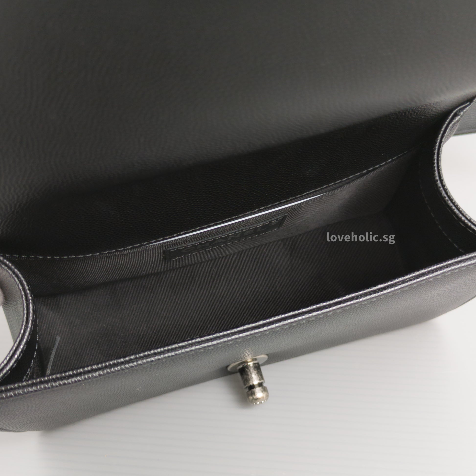 Chanel Boy Small | Black Caviar Ruthenium Hardware-details