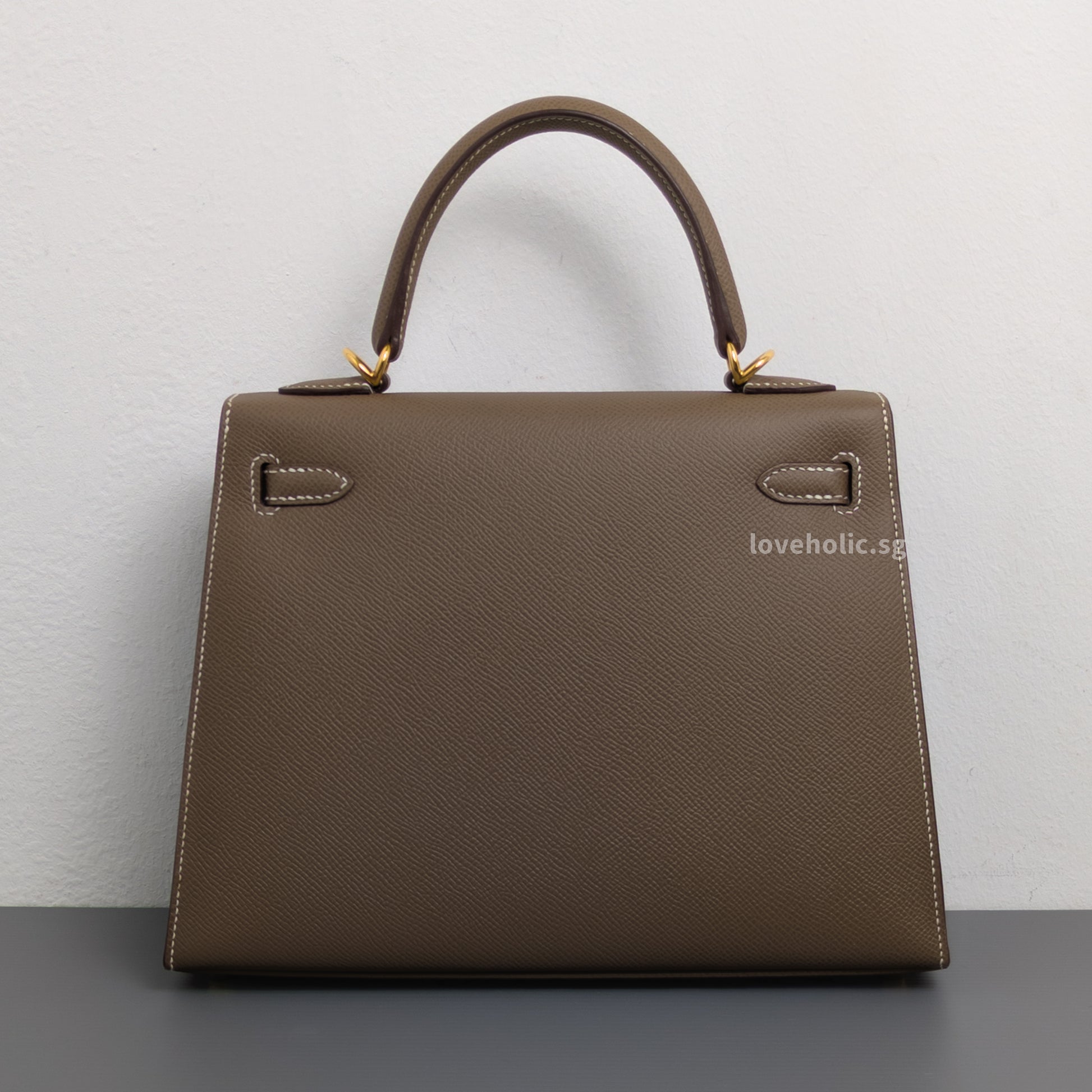 Hermes Kelly Sellier 25 | Etoupe Epsom Gold Hardware-back