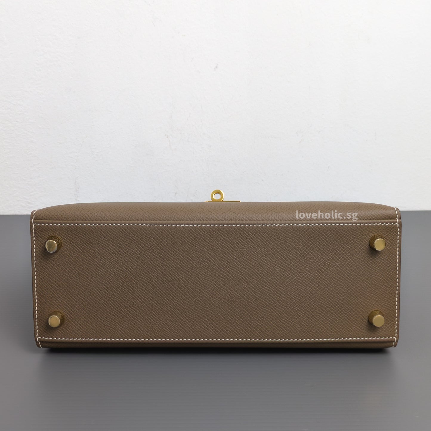 Hermes Kelly Sellier 25 | Etoupe Epsom Gold Hardware-details