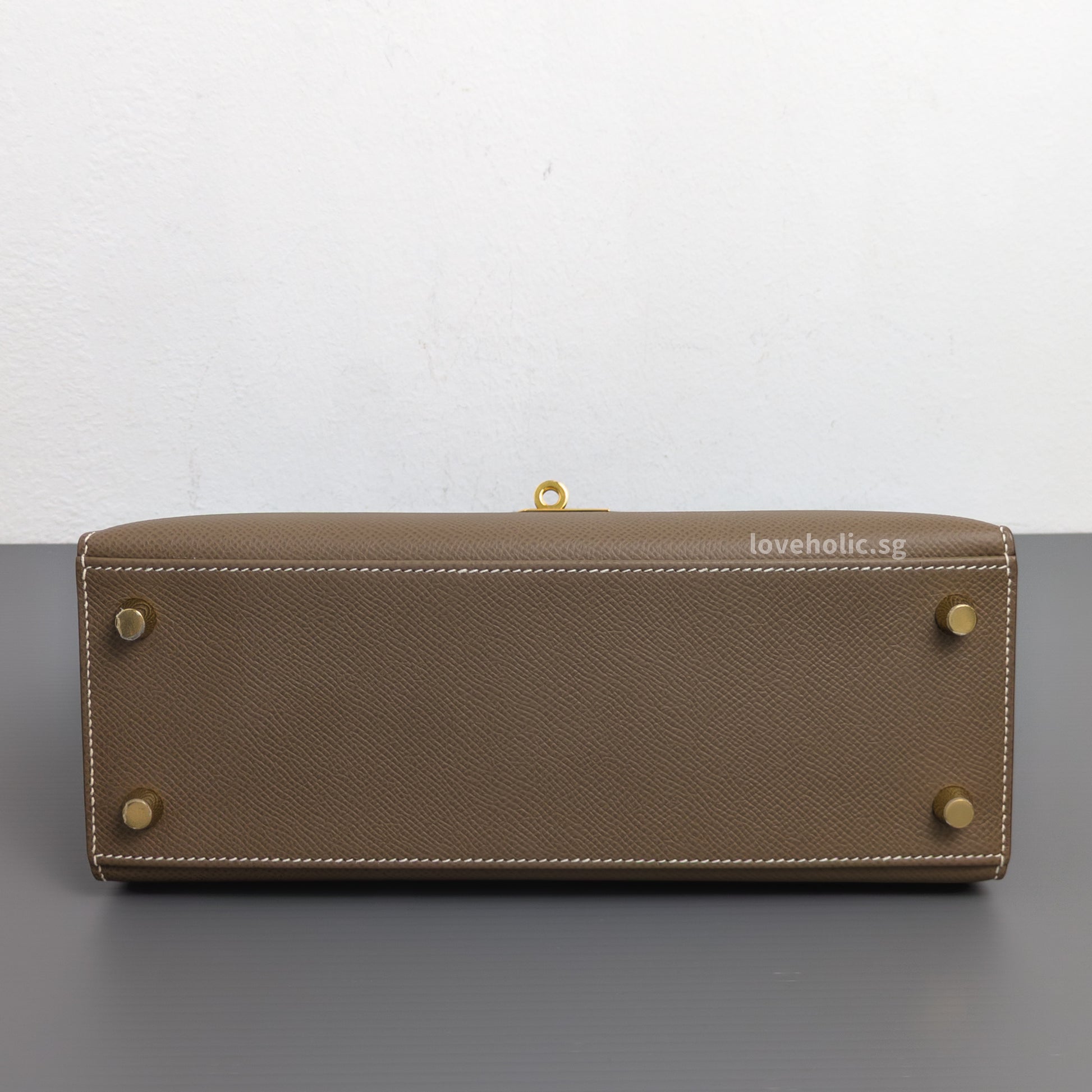 Hermes Kelly Sellier 25 | Etoupe Epsom Gold Hardware-details