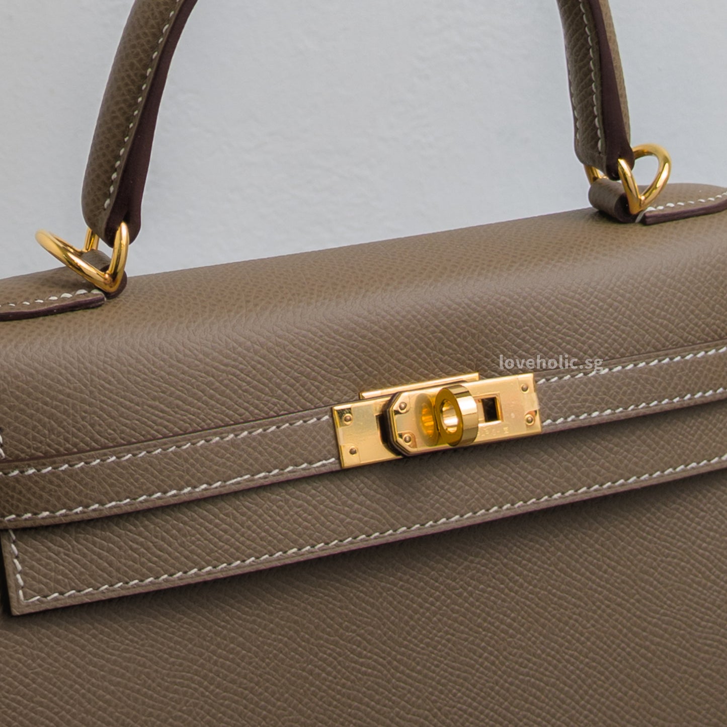 Hermes Kelly Sellier 25 | Etoupe Epsom Gold Hardware-details
