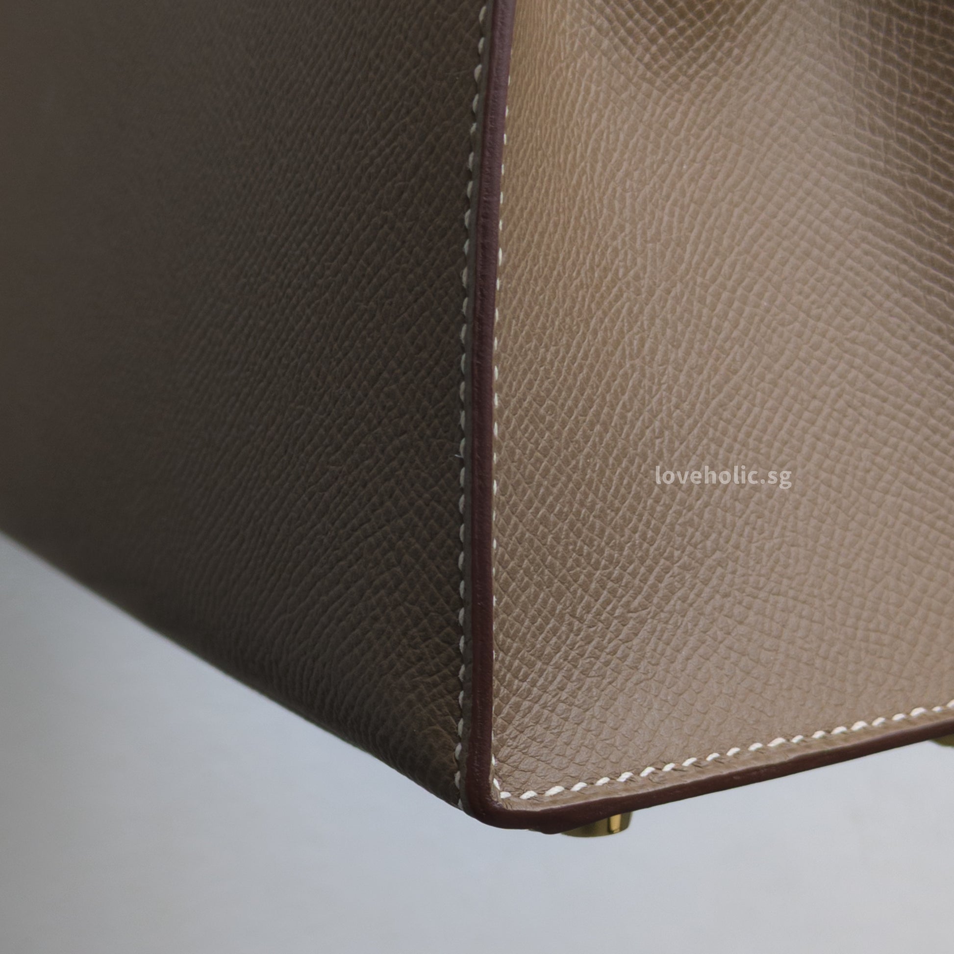 Hermes Kelly Sellier 25 | Etoupe Epsom Gold Hardware-details