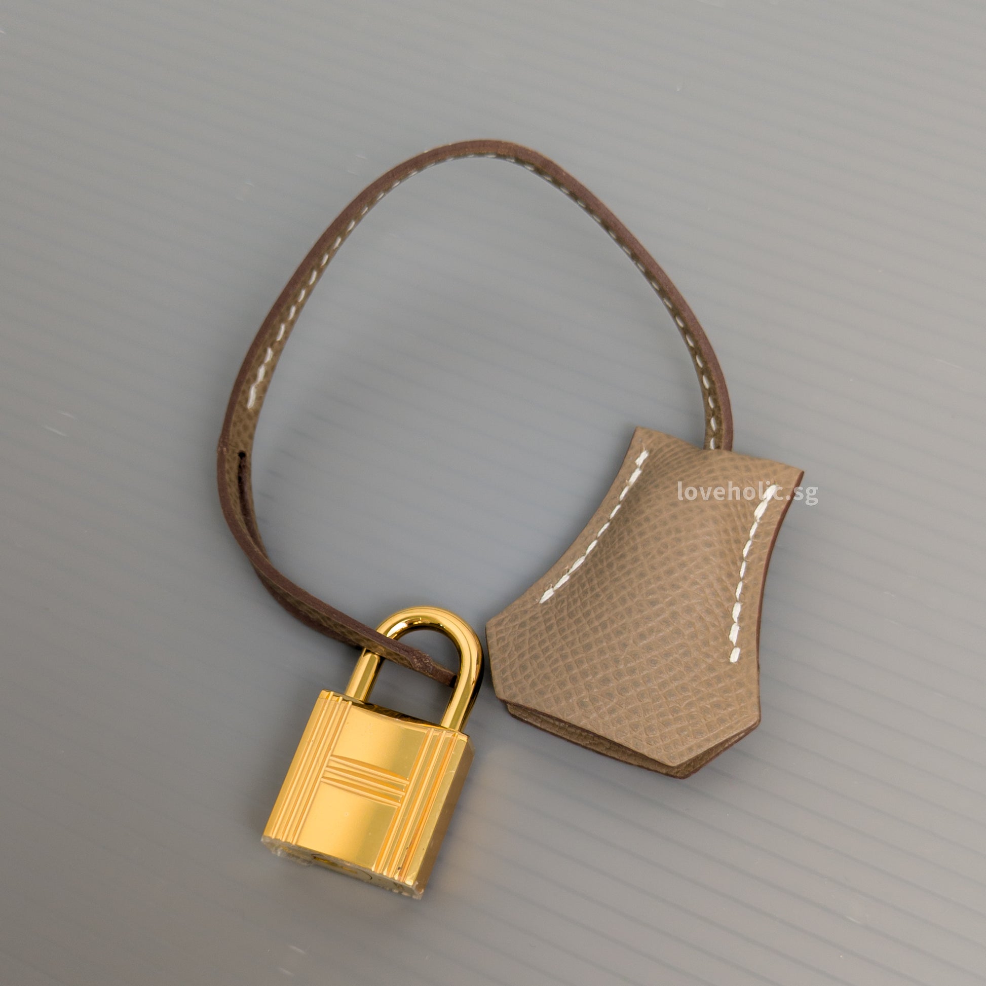 Hermes Kelly Sellier 25 | Etoupe Epsom Gold Hardware-details