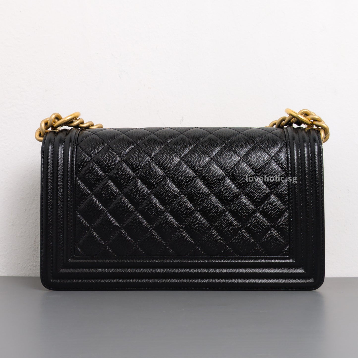 Chanel Boy Old Medium | Black Caviar Brushed Gold Hardware-back