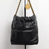 Chanel 22 Bag Mini | Black Shiny Calfskin Brushed Gold Hardware-back