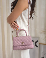 Coco Handle Small | 24A Light Pink Caviar Light Gold Hardware