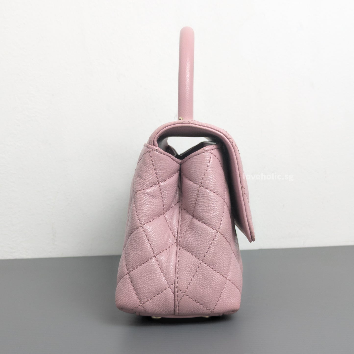 Chanel Coco Handle Small | 24A Light Pink Caviar Light Gold Hardware-side