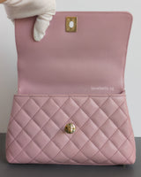 Coco Handle Small | 24A Light Pink Caviar Light Gold Hardware