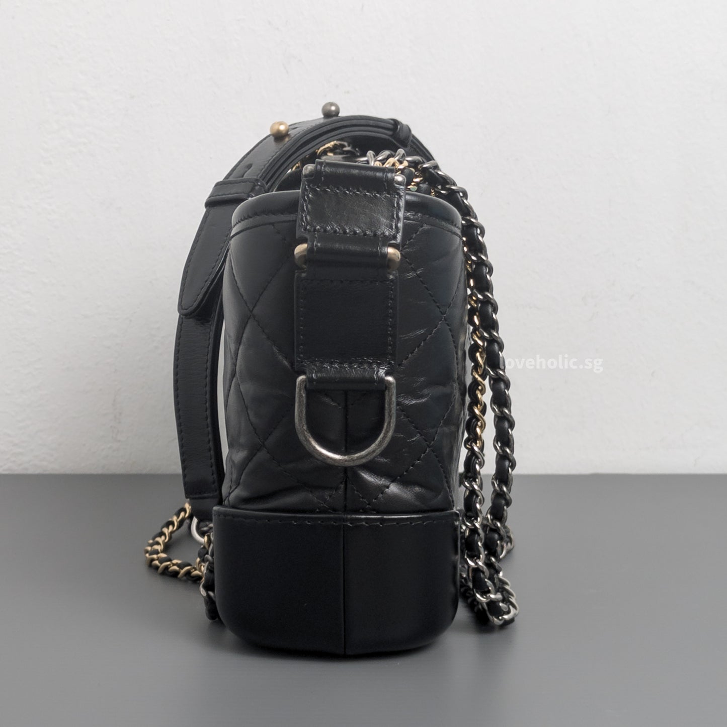 Chanel Gabrielle Hobo Small | Black Calfskin Multicolored Hardware-details