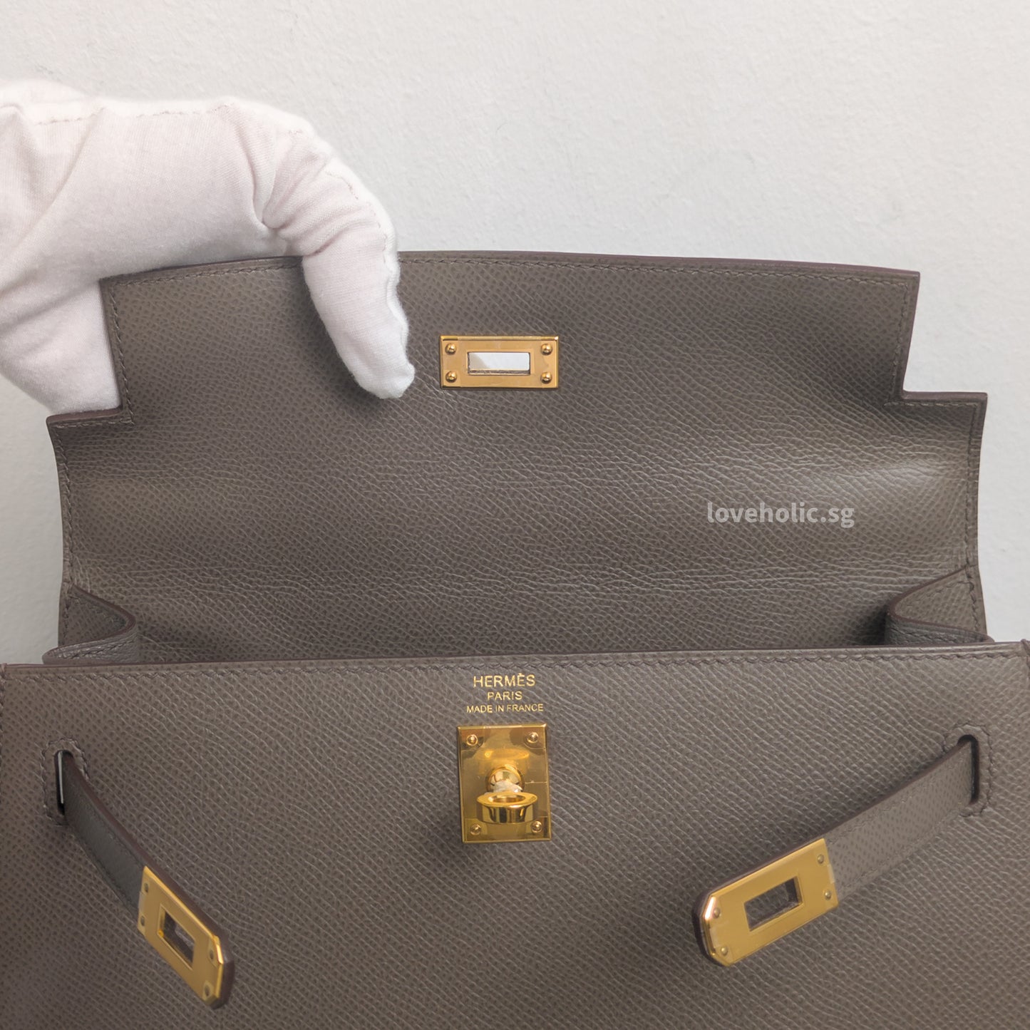 Hermes Kelly Sellier 25 | Gris Etain Epsom Gold Hardware-details