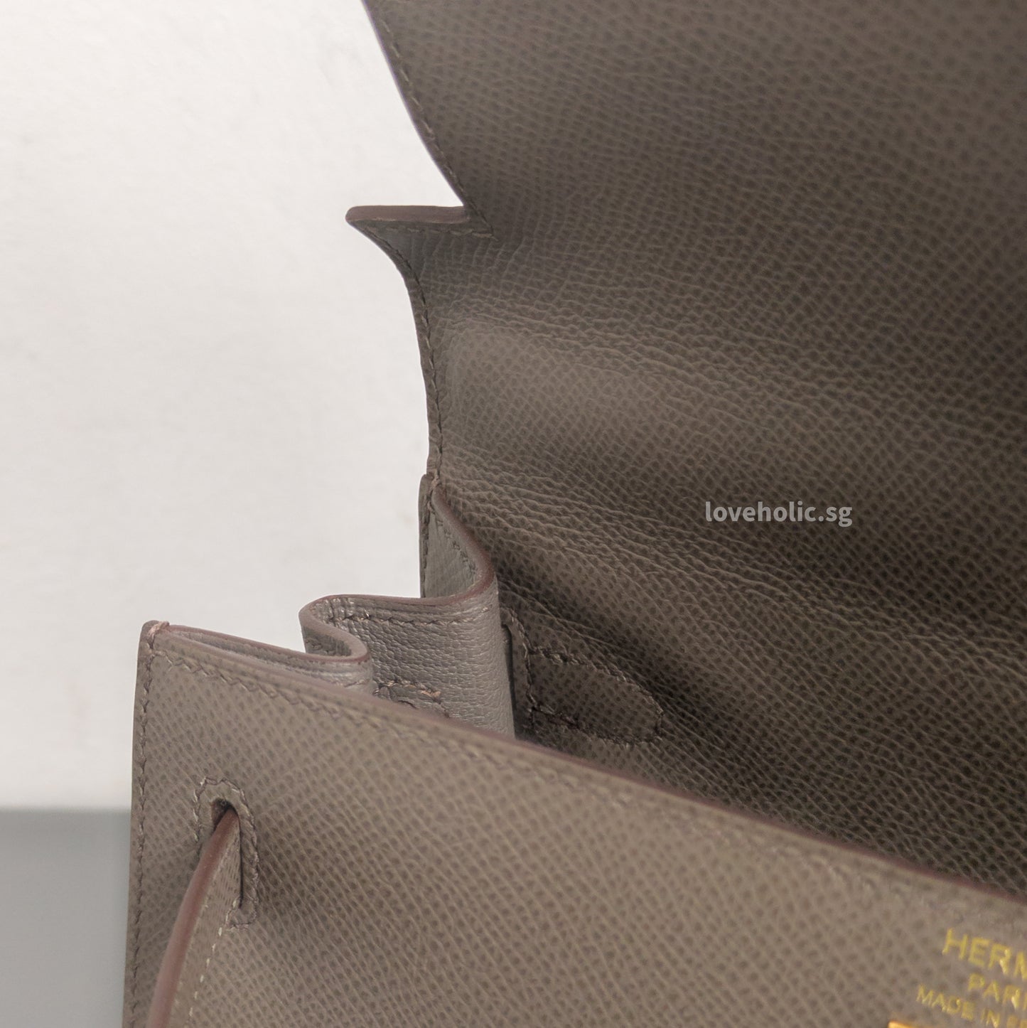 Hermes Kelly Sellier 25 | Gris Etain Epsom Gold Hardware-details