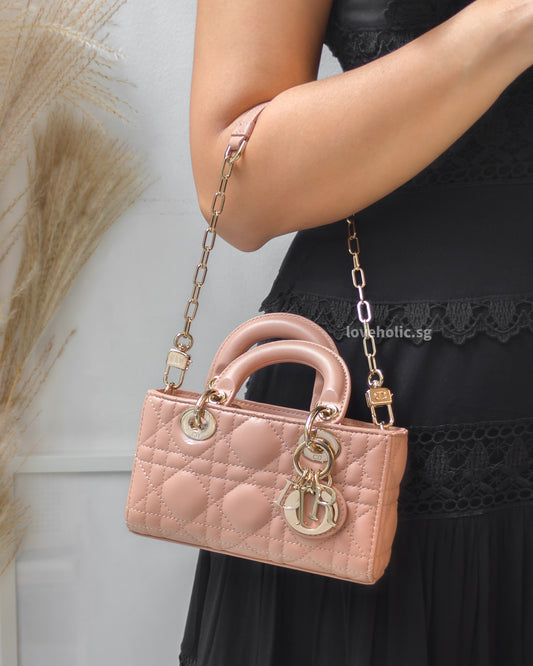 Dior Lady D-Joy Micro | Blush Lambskin Light Gold Hardware-model