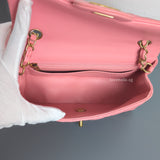 Chanel Classic Flap Mini Rectangle | Pink Lambskin Brushed Gold Hardware-details