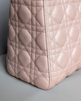 Dior Lady Dior Medium | Pearlescent Lotus Pink Lambskin Light Gold Hardware-details