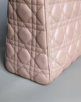 Dior Lady Dior Medium | Pearlescent Lotus Pink Lambskin Light Gold Hardware-details