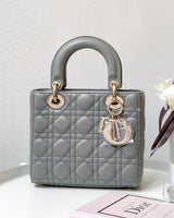 Dior My ABC Lady Dior Small | Stone Grey Lambskin Light Gold Hardware-front