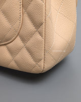 Chanel Single Flap Jumbo Beige Caviar Silver Hardware-details
