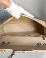 Chanel Single Flap Jumbo Beige Caviar Silver Hardware-details