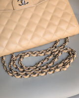 Chanel Single Flap Jumbo Beige Caviar Silver Hardware-details