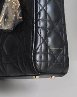 Dior Lady Dior Mini | Black Lambskin Light Gold Hardware-details