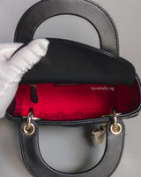 Dior Lady Dior Mini | Black Lambskin Light Gold Hardware-details