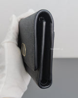 Dior Montaigne 30 Compact Wallet | Black Grained Calfskin Light Gold Hardware-details