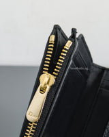 Dior Montaigne 30 Compact Wallet | Black Grained Calfskin Light Gold Hardware-details