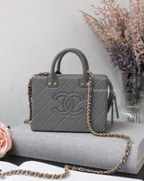 Chanel Mini CC Vanity Case wth Chain | Grey Lambskin Light Gold Hardware-front