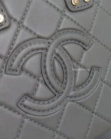 Chanel Mini CC Vanity Case wth Chain | Grey Lambskin Light Gold Hardware-details