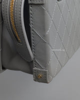 Chanel Mini CC Vanity Case wth Chain | Grey Lambskin Light Gold Hardware-details