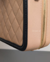Chanel Filigree Vanity Case Medium | Black / Beige Caviar Light Gold Hardware-details