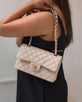 Chanel Classic Flap Small | 24K Light Beige Lambskin Light Gold Hardware-model