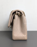 Chanel Classic Flap Small | 24K Light Beige Lambskin Light Gold Hardware-side