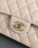 Chanel Classic Flap Small | 24K Light Beige Lambskin Light Gold Hardware-details