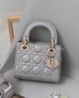 Dior Lady Dior Mini | Grey Lambskin Light Gold Hardware-front