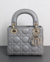 Dior Lady Dior Mini | Grey Lambskin Light Gold Hardware-front1