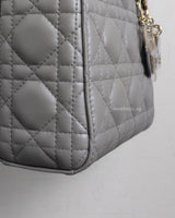 Dior Lady Dior Mini | Grey Lambskin Light Gold Hardware-details