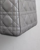 Dior Lady Dior Mini | Grey Lambskin Light Gold Hardware-details