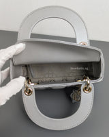 Dior Lady Dior Mini | Grey Lambskin Light Gold Hardware-details