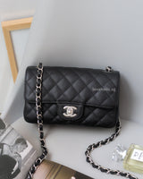 Chanel Mini Rectangle Black Caviar Silver Hardware-front