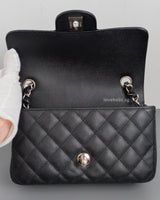 Chanel Mini Rectangle Black Caviar Silver Hardware-details