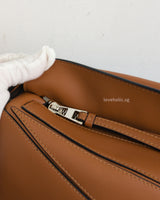 Loewe Puzzle Small | Tan Calfskin Silver Hardware-details