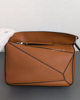 Loewe Puzzle Small | Tan Calfskin Silver Hardware-details