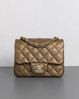 Chanel Classic Flap Mini Square | Dark Gold Caviar Light Gold Hardware-front1