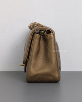 Chanel Classic Flap Mini Square | Dark Gold Caviar Light Gold Hardware-details